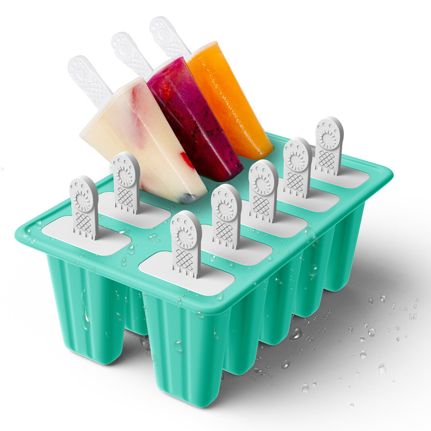 10 Cell Ice Cream Popsicle Frozen Mold Silicone Pop Maker/6 Cell Ice Cube Moulds - Fresh Stock Dated October 2025
