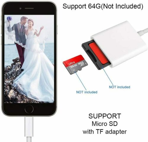 Micro SD/TF Card Camera Reader Adapter for Apple iPhone 6/7/8/X/11 iPad Mini/Pro - Fresh Stock Dated October 2025
