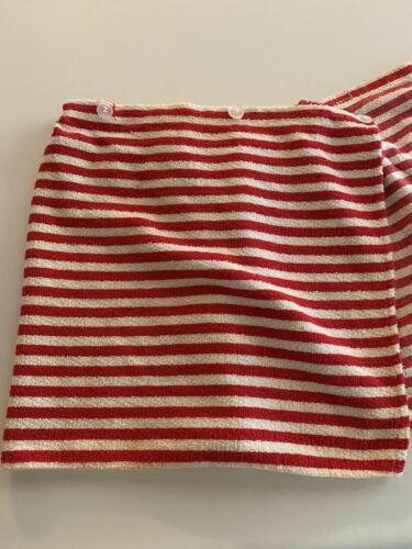 60s Striped Terry Cloth Sarong Skirt Swimsuit Cover Up Wrap Around Pool Mod VTG - Fresh Stock Dated October 2025