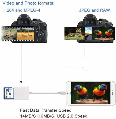 Micro SD/TF Card Camera Reader Adapter for Apple iPhone 6/7/8/X/11 iPad Mini/Pro - Fresh Stock Dated October 2025