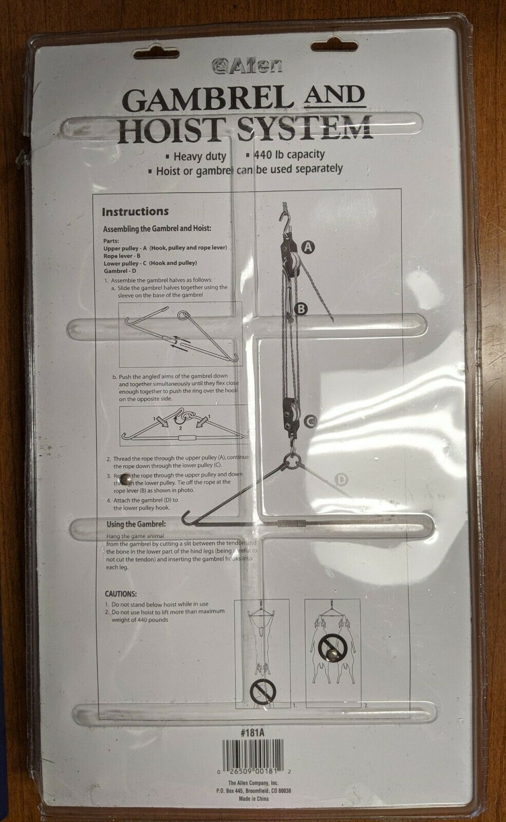 Gambrel Hoist System Pulley Rope Game Deer Hog Elk Gutting Butcher Hanger 440lb - Fresh Stock Dated October 2025