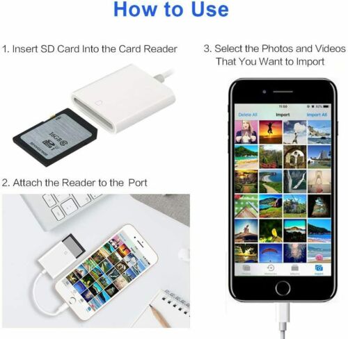 Micro SD/TF Card Camera Reader Adapter for Apple iPhone 6/7/8/X/11 iPad Mini/Pro - Fresh Stock Dated October 2025