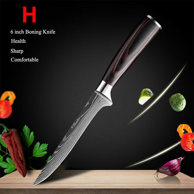 Damascus Pattern Chef's Knife Set Japanese Kitchen Knives Cleaver Slicing Tool - Fresh Stock Dated October 2025
