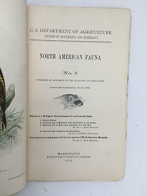 North America Fauna No 5 USDA Division of Ornithology & Mammalogy July 30 1891 - Fresh Stock Dated October 2025