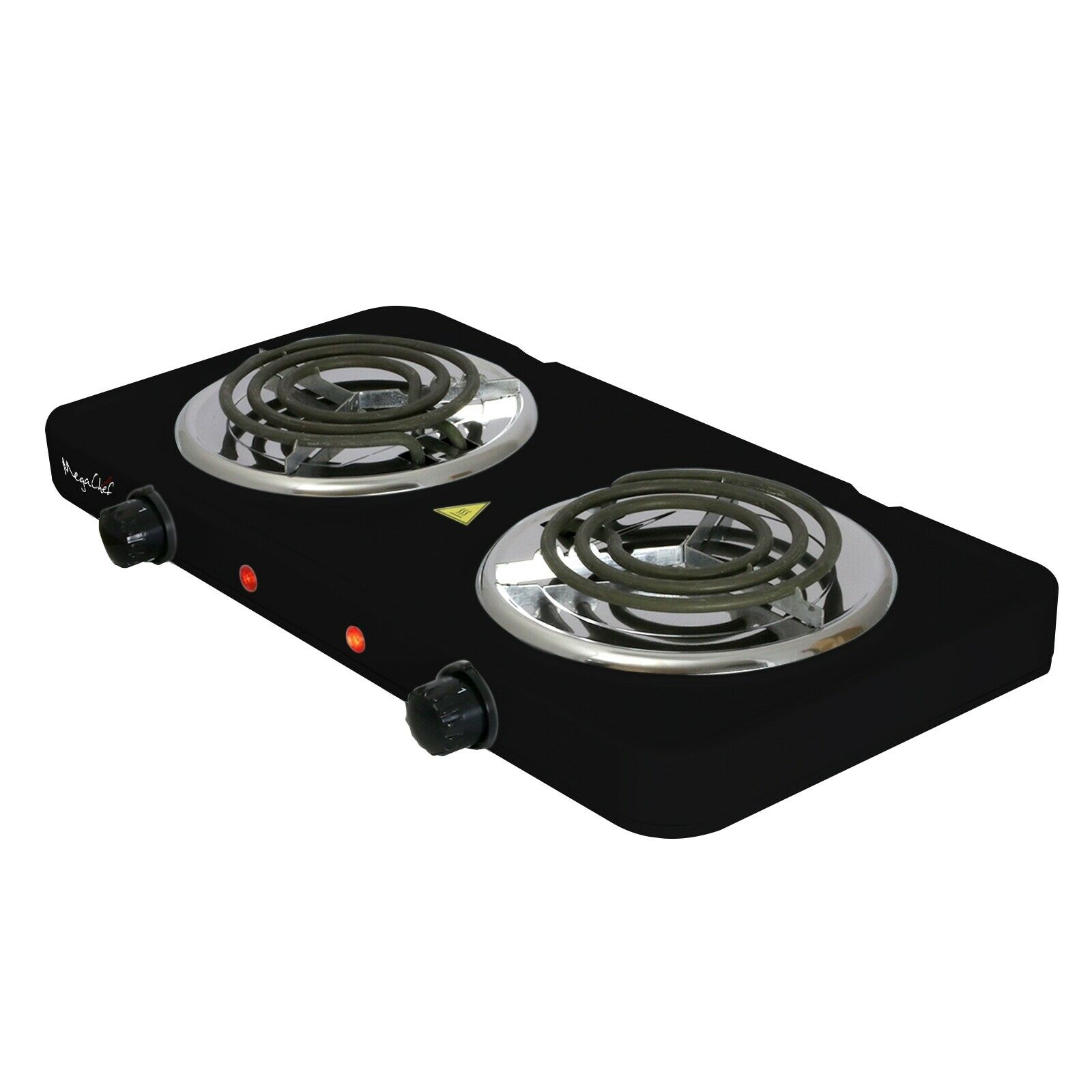 MegaChef Electric Portable Dual Coil Burner Cooktop Buffet Range in Matte Black - Fresh Stock Dated October 2025