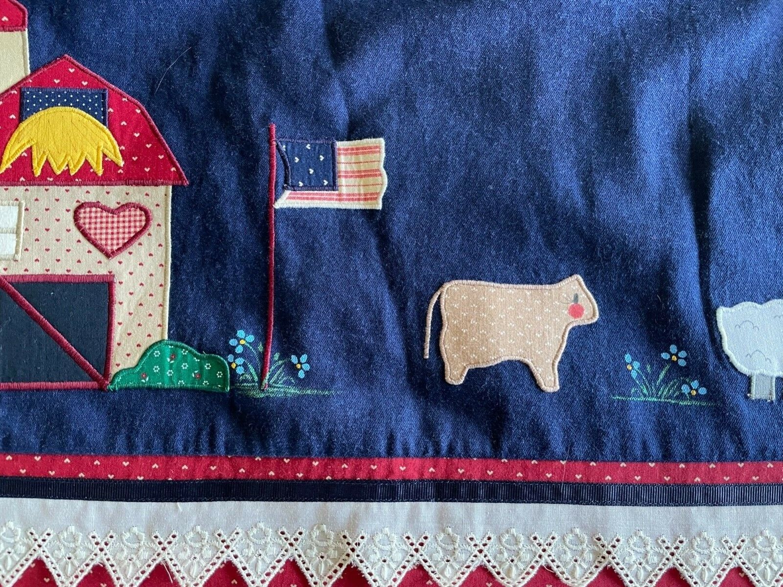 Vintage Appliqued Denim Skirt! Size M! Country Style! Barns, Flag, Animals,Tree! - Fresh Stock Dated October 2025