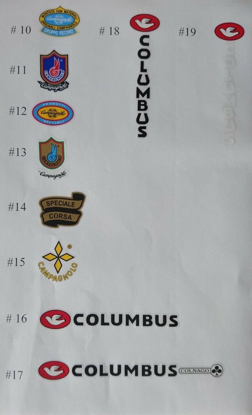 Campagnolo , Cinelli , Columbus Tubing Decals Stickers 19 options on your choice - Fresh Stock Dated October 2025