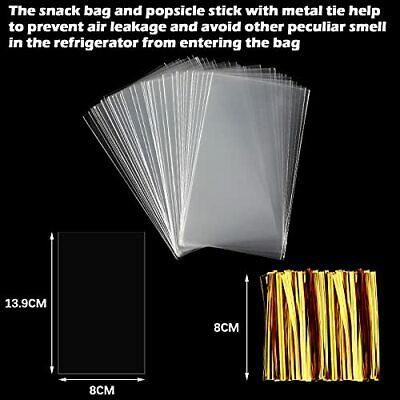 100 Pieces Popsicle Bags DIY Ice Cream Bags Disposable Clear Ice Pop Plastic - Fresh Stock Dated October 2025