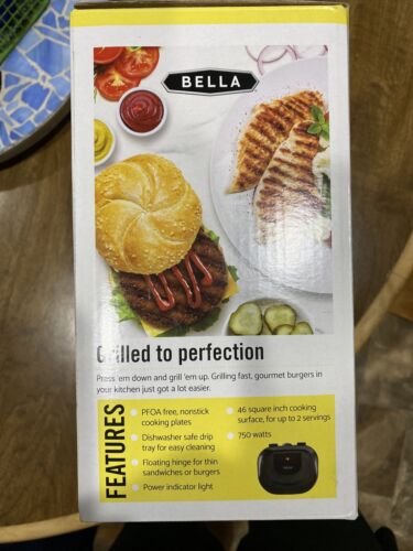 Bella - 2 Burger Electric Grill - Black - Fresh Stock Dated October 2025