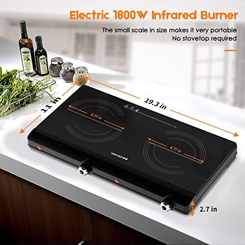 Electric Hot Plate for Cooking Infrared Double Burner 1800W Portable Countertop - Fresh Stock Dated October 2025