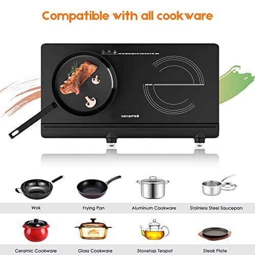 Electric Hot Plate for Cooking Infrared Double Burner 1800W Portable Countertop - Fresh Stock Dated October 2025