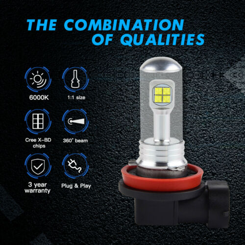 H11 For Kawasaki Ninja ZX6R ZX600 2007-2012 LED Headlight Bulb High Low Beam - Fresh Stock Dated October 2025