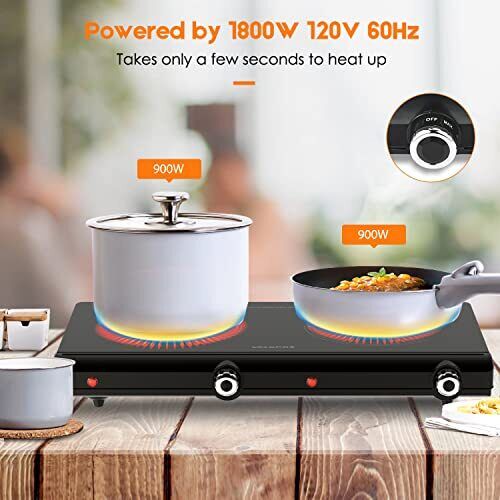 Electric Hot Plate for Cooking Infrared Double Burner 1800W Portable Countertop - Fresh Stock Dated October 2025