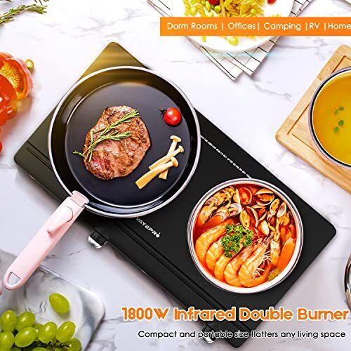 Electric Hot Plate for Cooking Infrared Double Burner 1800W Portable Countertop - Fresh Stock Dated October 2025