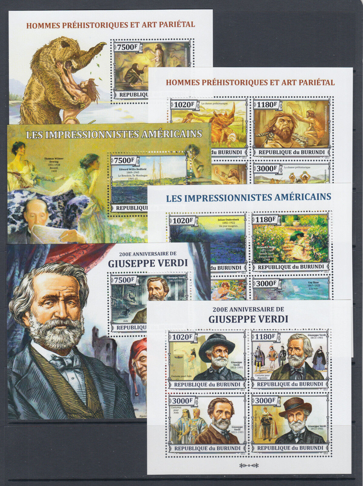 Burundi Sc 1381-1430 MNH. 2013 Brasiliana PHILEX, complete set of 50 s/s, VF - Fresh Stock Dated October 2025