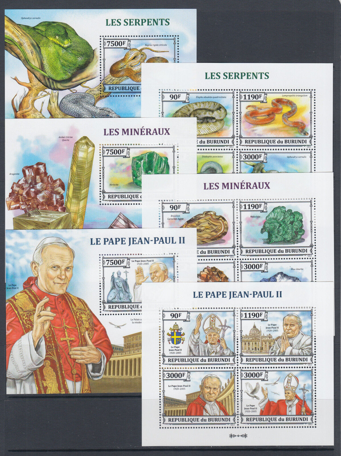Burundi Sc 1381-1430 MNH. 2013 Brasiliana PHILEX, complete set of 50 s/s, VF - Fresh Stock Dated October 2025
