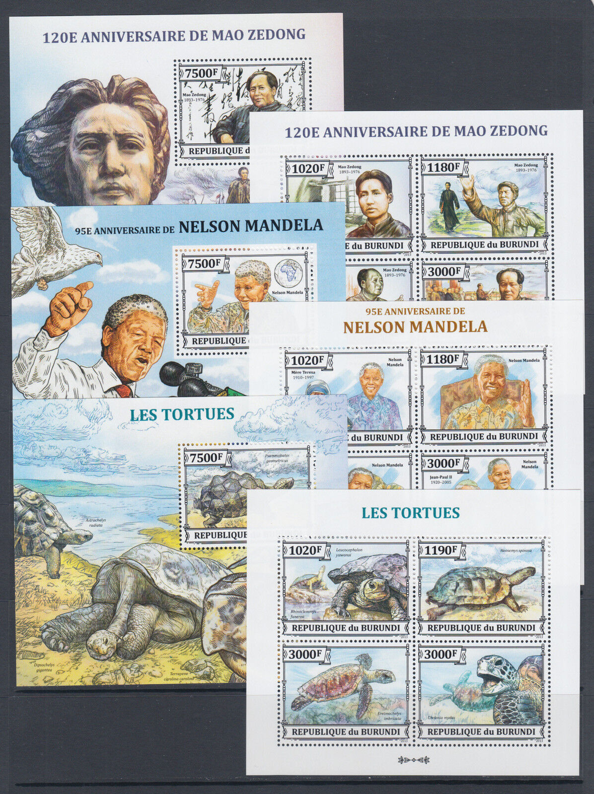 Burundi Sc 1381-1430 MNH. 2013 Brasiliana PHILEX, complete set of 50 s/s, VF - Fresh Stock Dated October 2025