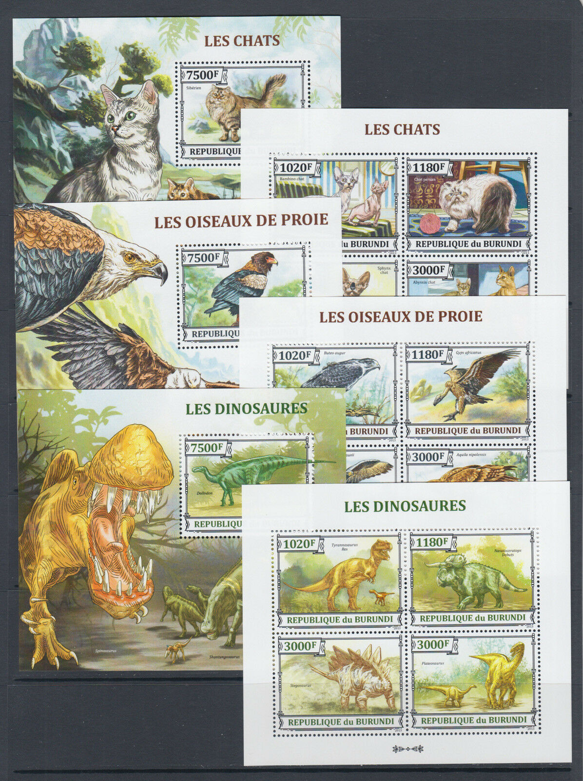 Burundi Sc 1381-1430 MNH. 2013 Brasiliana PHILEX, complete set of 50 s/s, VF - Fresh Stock Dated October 2025