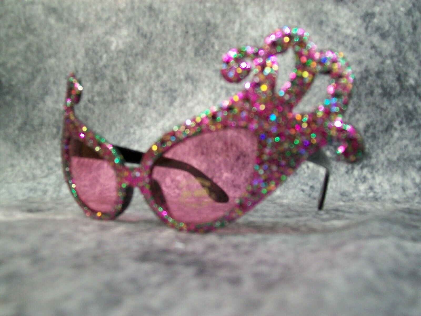 Purple Green Glitter Dame Costume Glasses Retro Cat Eye Edna Face Furniture 60's - Fresh Stock Dated October 2025