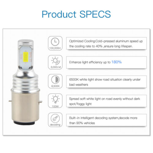 Bevinsee BA20D H6 LED Motorcycle Headlight Bulbs For KTM 125 200 300 350 EXC - Fresh Stock Dated October 2025