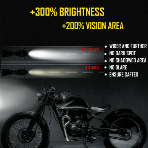 BEVINSEE H4 9003 HB2 Motorcycle LED Headlight Bulb Hi/Low Beam 6000K White Light - Fresh Stock Dated October 2025