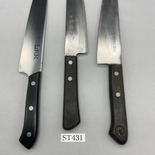 Damaged Lot of three Japanese Chef's Kitchen Knives  From Japan ST431 - Fresh Stock Dated October 2025