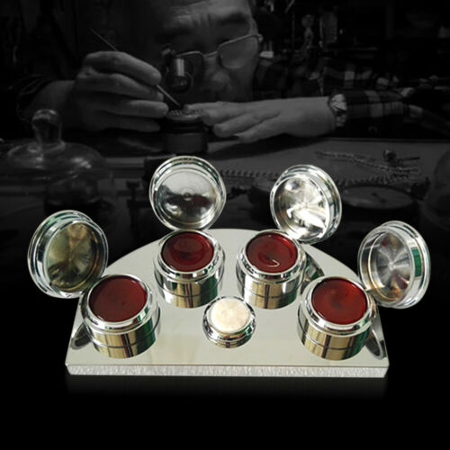Oil Cup Stand Premium Polished Watchmaker Watch Repair Tool with 4 Containers - Fresh Stock Dated October 2025