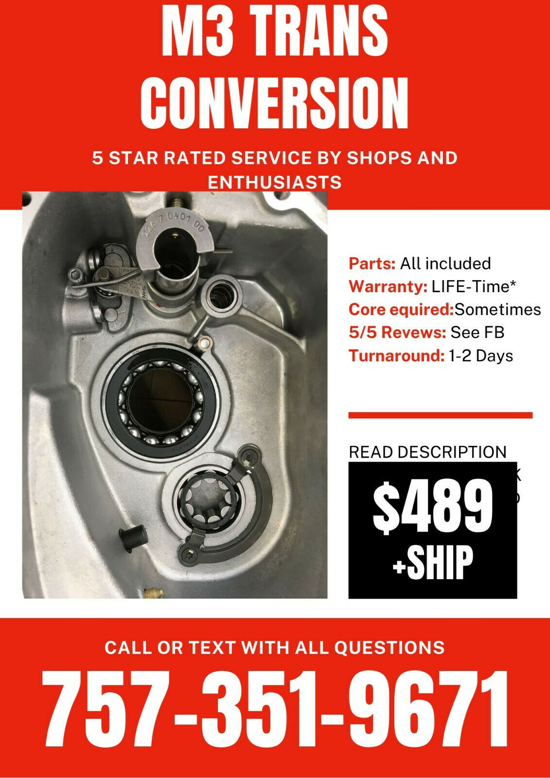 BMW M3 e46 Manual Conversion Transmission Kit Getrag 420g 6 SMG Bellhousing - Fresh Stock Dated October 2025