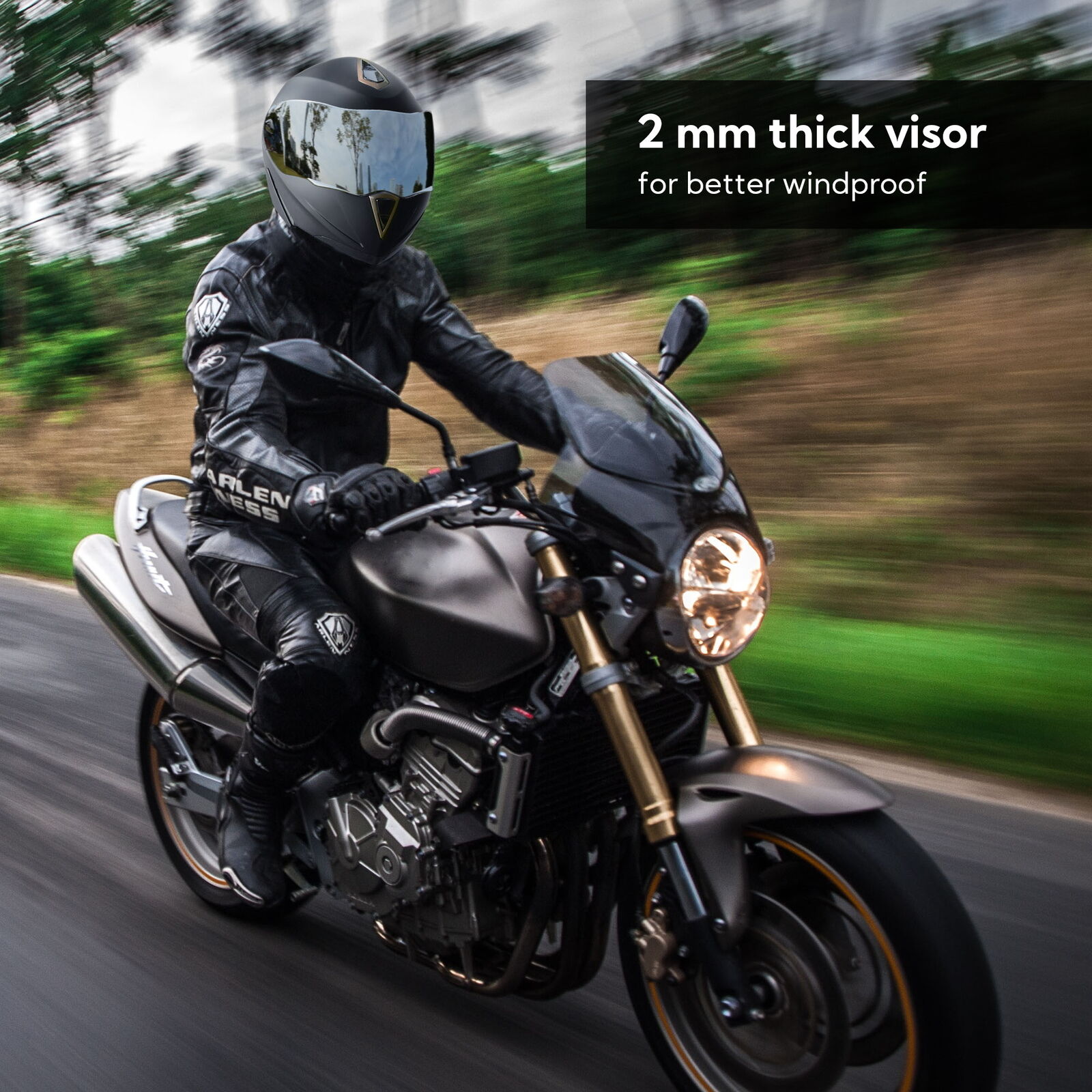 AHR RUN-M Replacement Full Face Motorcycle Helmet Front Visor PC Face Shield - Fresh Stock Dated October 2025