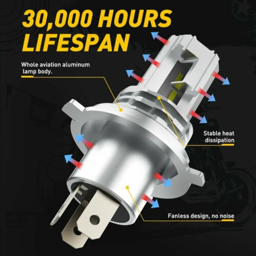 AUXITO H4 9003 LED Headlight Hi/Low Beam 6000K Bulb Motorcycle Fanless 10000LM L - Fresh Stock Dated October 2025