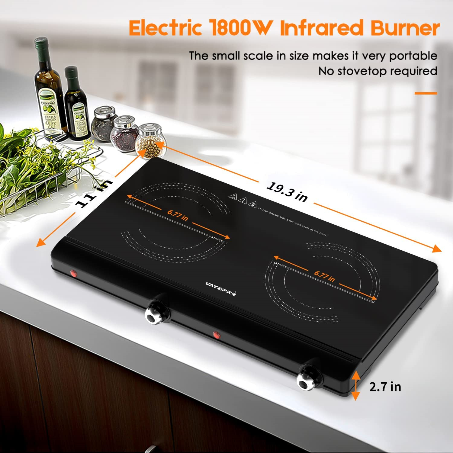 Electric Hot Plate for Cooking, Infrared Double Burner,1800W Portable Electric - Fresh Stock Dated October 2025