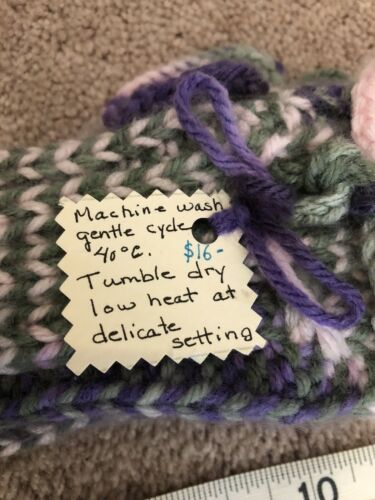 Handmade Knitted Little Girls 12” Purple Green Leg Warmers - Fresh Stock Dated October 2025