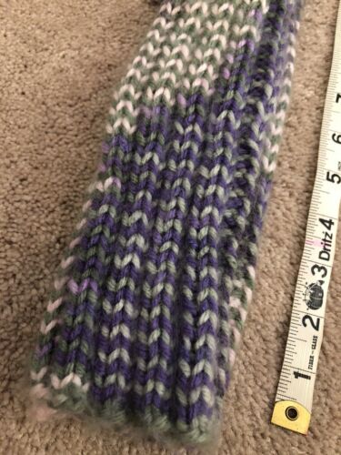 Handmade Knitted Little Girls 12” Purple Green Leg Warmers - Fresh Stock Dated October 2025