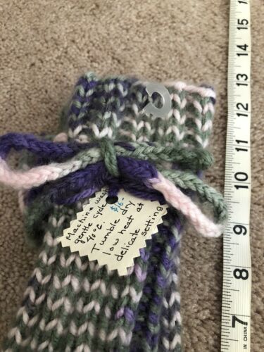 Handmade Knitted Little Girls 12” Purple Green Leg Warmers - Fresh Stock Dated October 2025