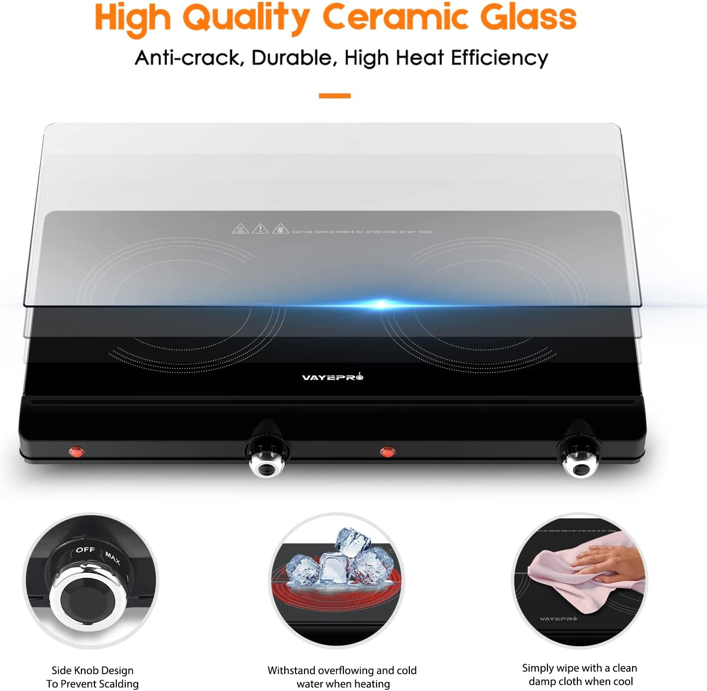 Electric Hot Plate for Cooking, Infrared Double Burner,1800W Portable Electric - Fresh Stock Dated October 2025