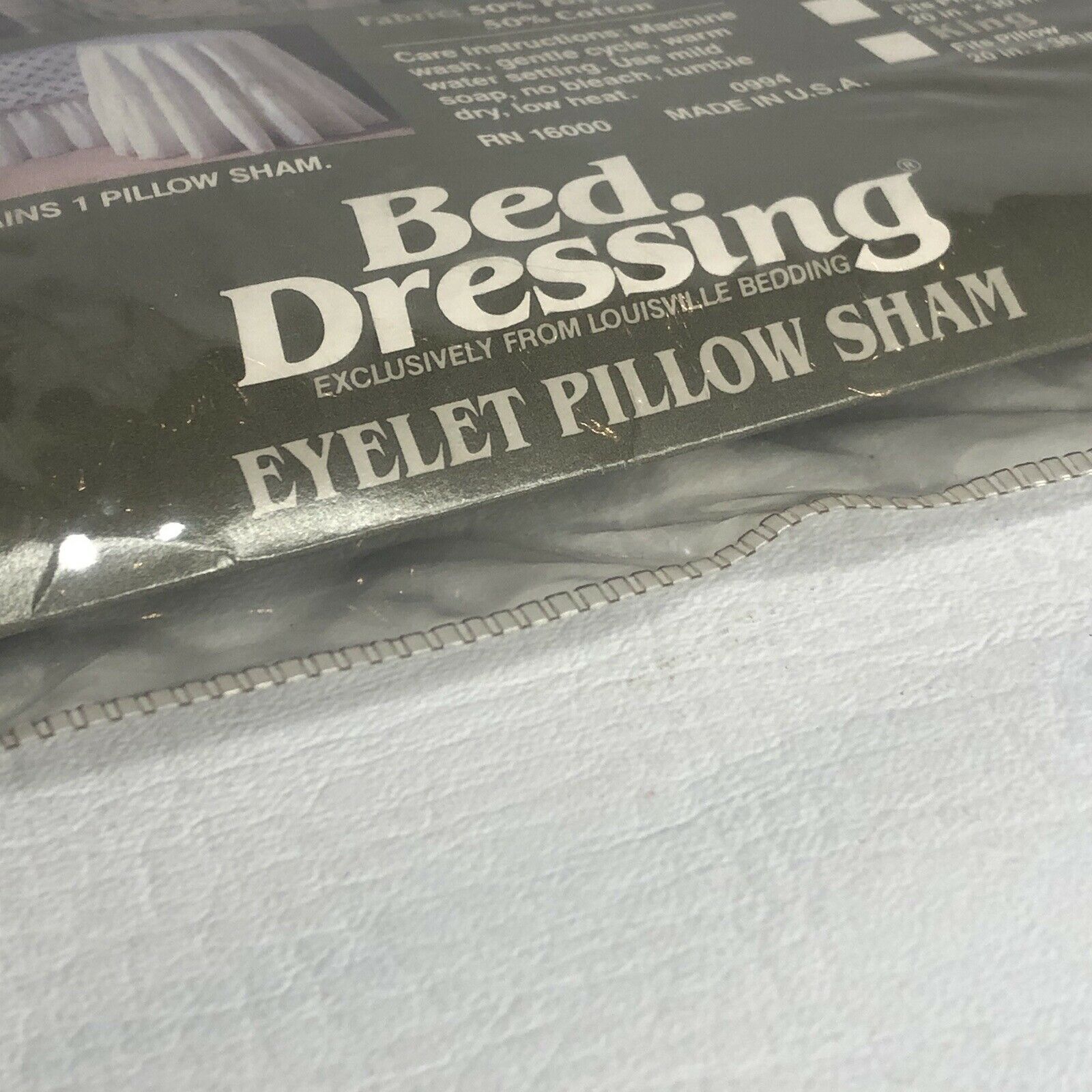 Louisville Bedding Bed Dressing Pillow Sham Eyelet Nos Vintage - Fresh Stock Dated October 2025
