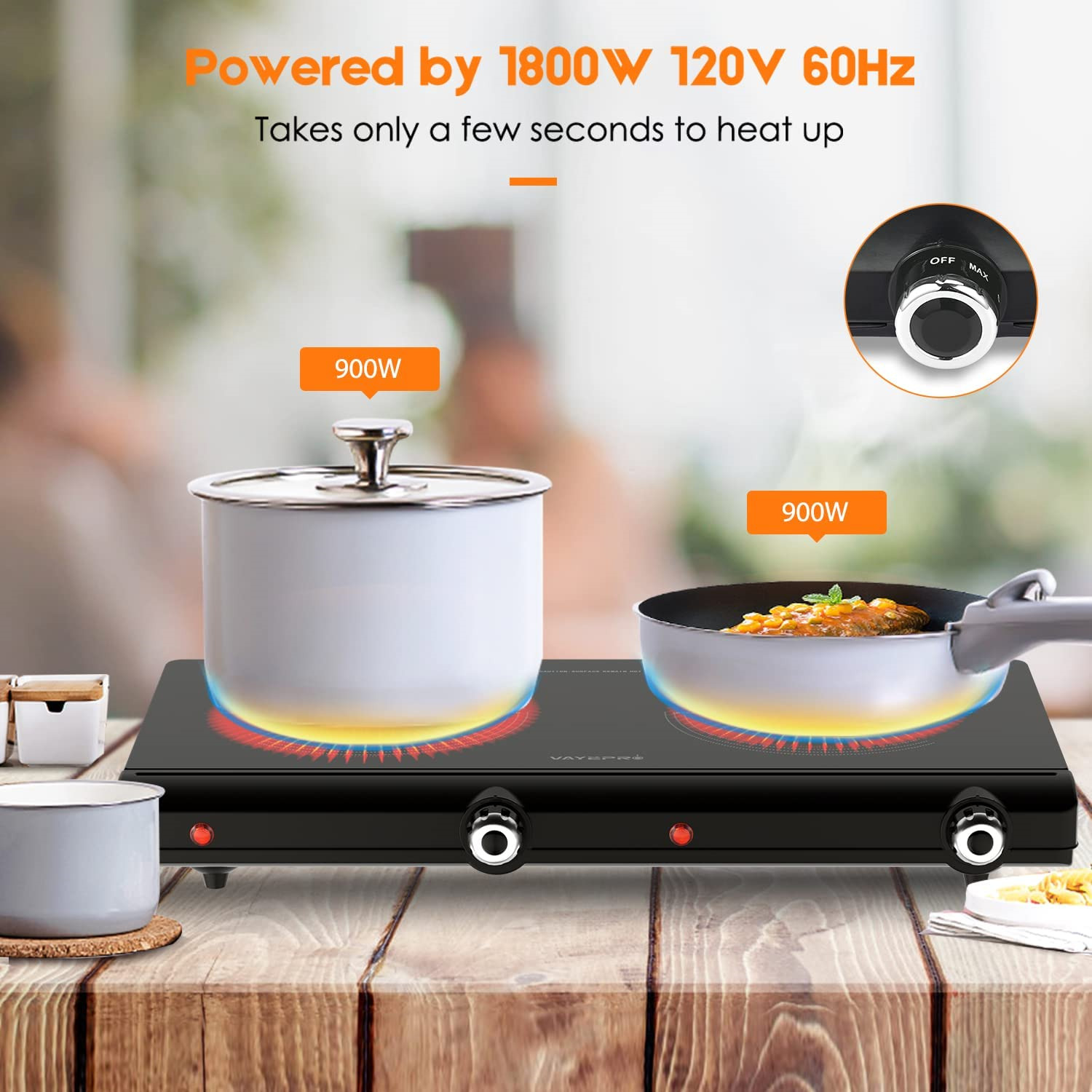 Electric Hot Plate for Cooking, Infrared Double Burner,1800W Portable Electric - Fresh Stock Dated October 2025