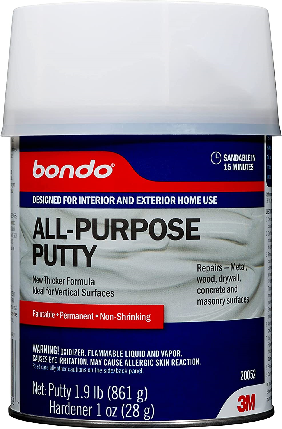 Bondo All-Purpose Putty, Designed for Interior and Exterior Home Use, Paintable, - Fresh Stock Dated October 2025