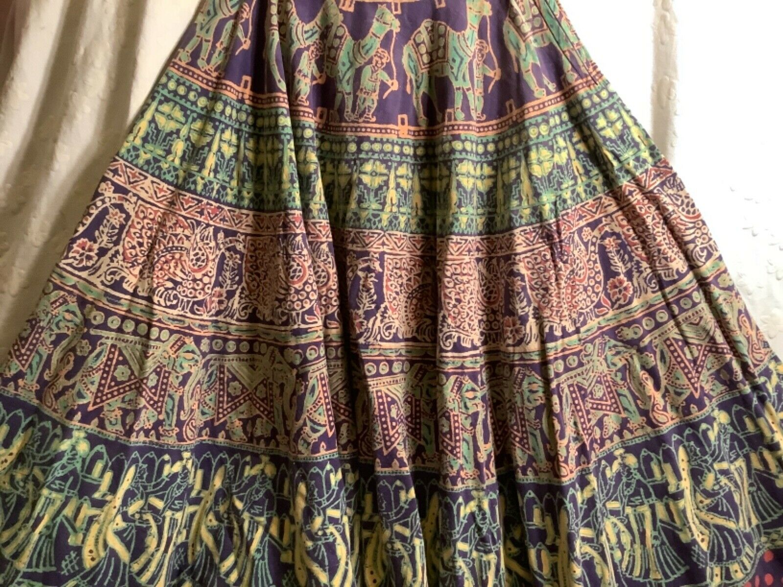 Womans Vintage SZ12 Skirt Indian High Quality Cotton Very Fine Print Excellent! - Fresh Stock Dated October 2025
