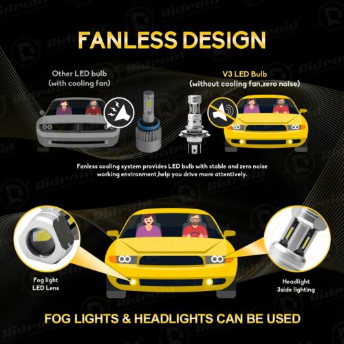 2x H4 9003 Super Bright LED Headlight Kit High Low Beam Bulb 18000LM 6500K White - Fresh Stock Dated October 2025