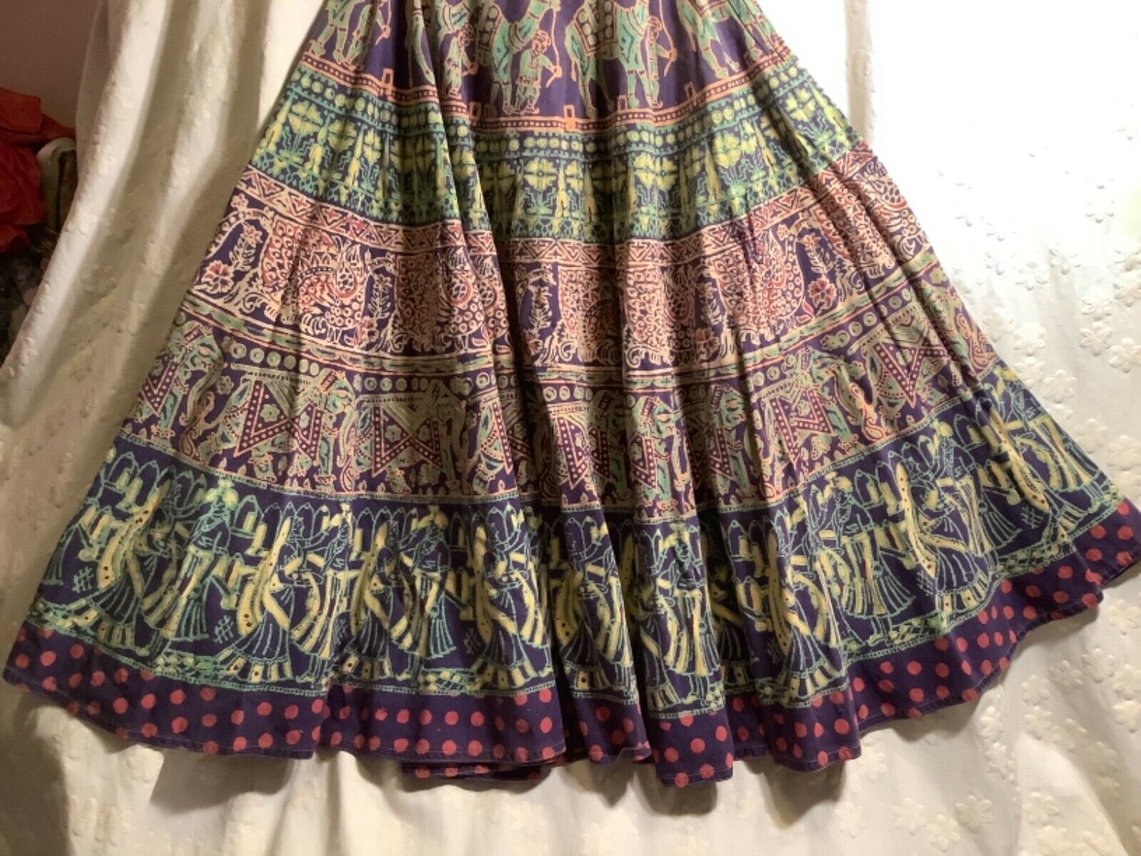 Womans Vintage SZ12 Skirt Indian High Quality Cotton Very Fine Print Excellent! - Fresh Stock Dated October 2025