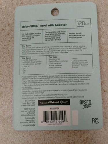 Keep Onn 100006054 MicroSdxc Card 128GB with Adapter, 100 MB/S - Fresh Stock Dated October 2025