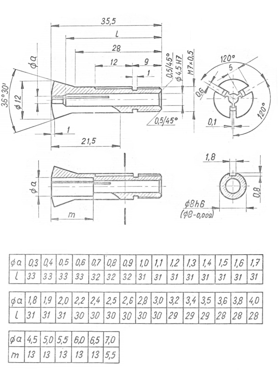 8mm Watchmakers Lathe Collet fine thread ----- M7 x 0,5 ----- - Fresh Stock Dated October 2025