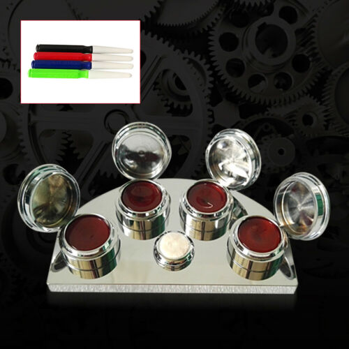 Oil Cup Stand Premium Polished Watchmaker Watch Repair Tool with 4 Containers - Fresh Stock Dated October 2025
