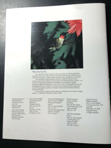 1996 Neotropical Migratory birds of the Southern Appalachians, USDA Forest Svc - Fresh Stock Dated October 2025