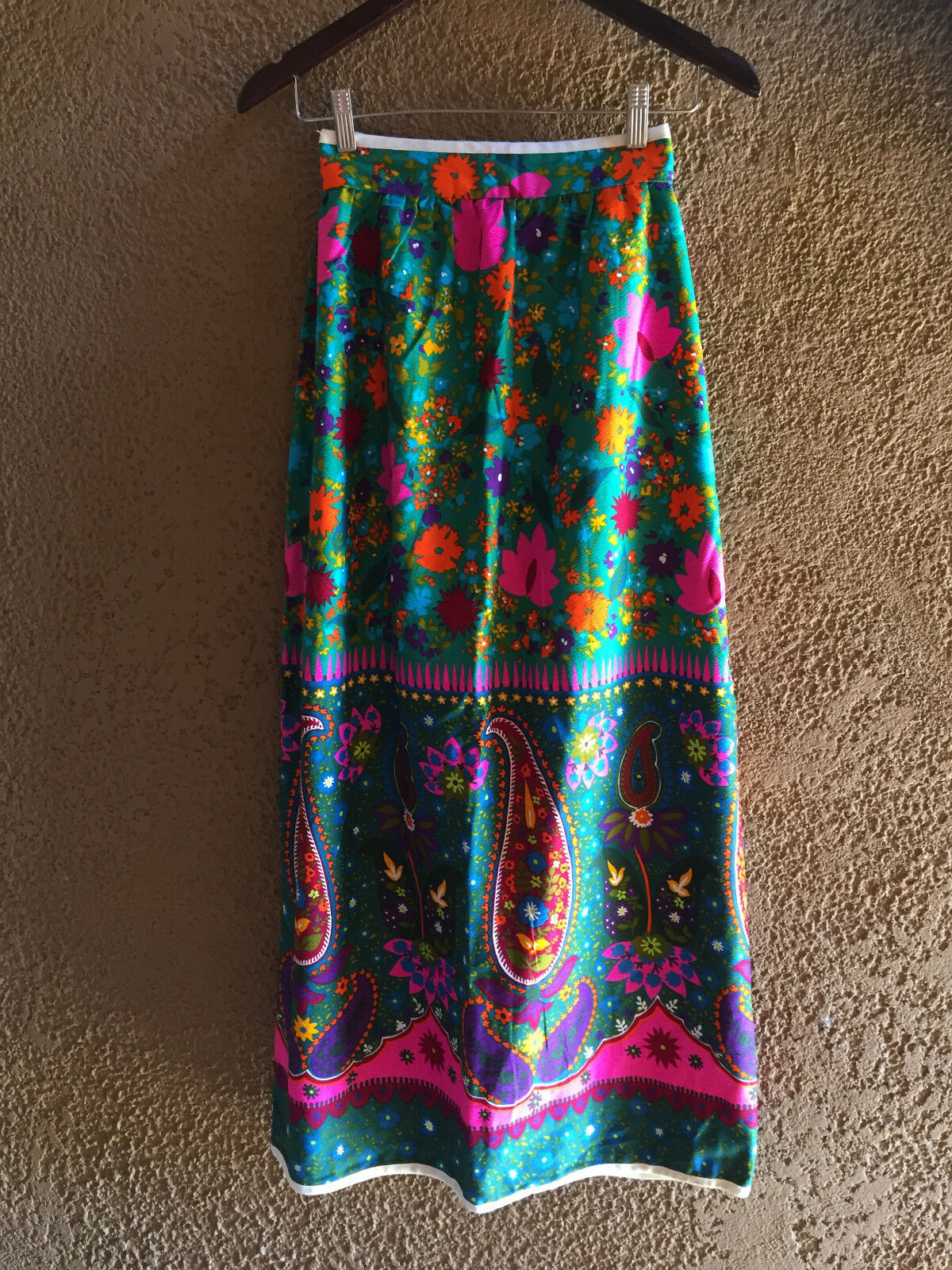 VTG Psychedelic Hippie Mod 60s 70s Floral Paisley Boho Festival Maxi Skirt M - Fresh Stock Dated October 2025