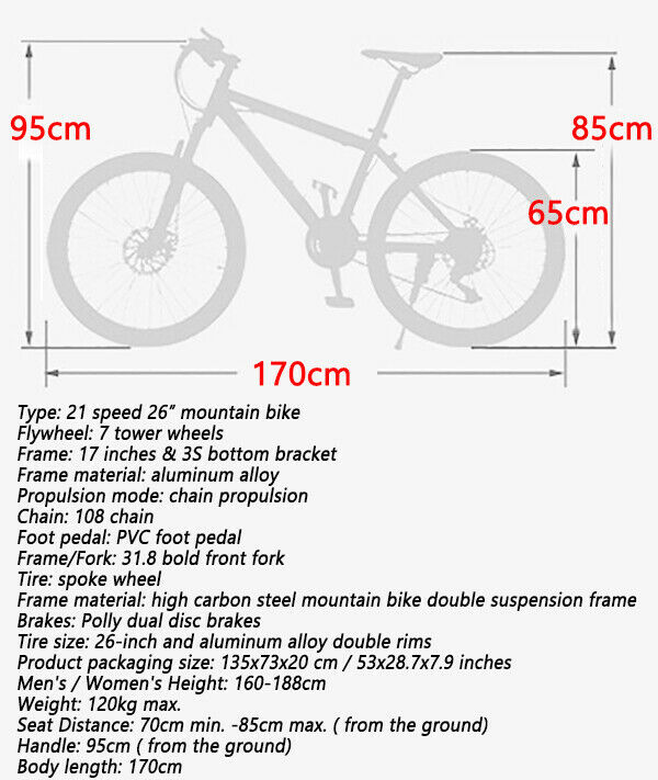 Mountain Bike 26 inch Wheels 21 Speed Bicycle Disc Bicycles+Lock+Air Pump A USA - Fresh Stock Dated October 2025