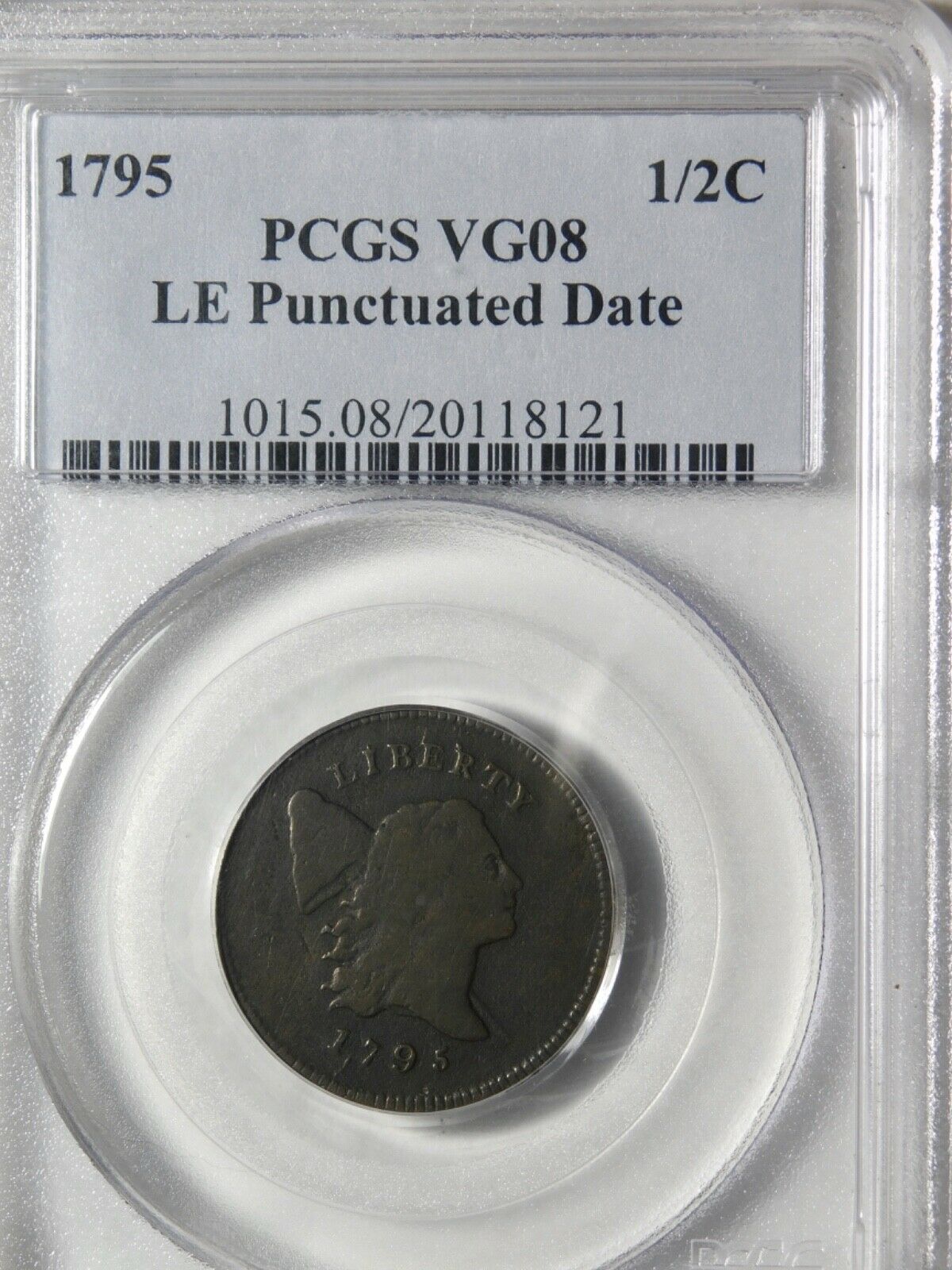 👀🔥😱🔥PCGS VG8 1795 HALF CENT PUNCTUATED DATE LETTERED EDGE - Fresh Stock Dated October 2025