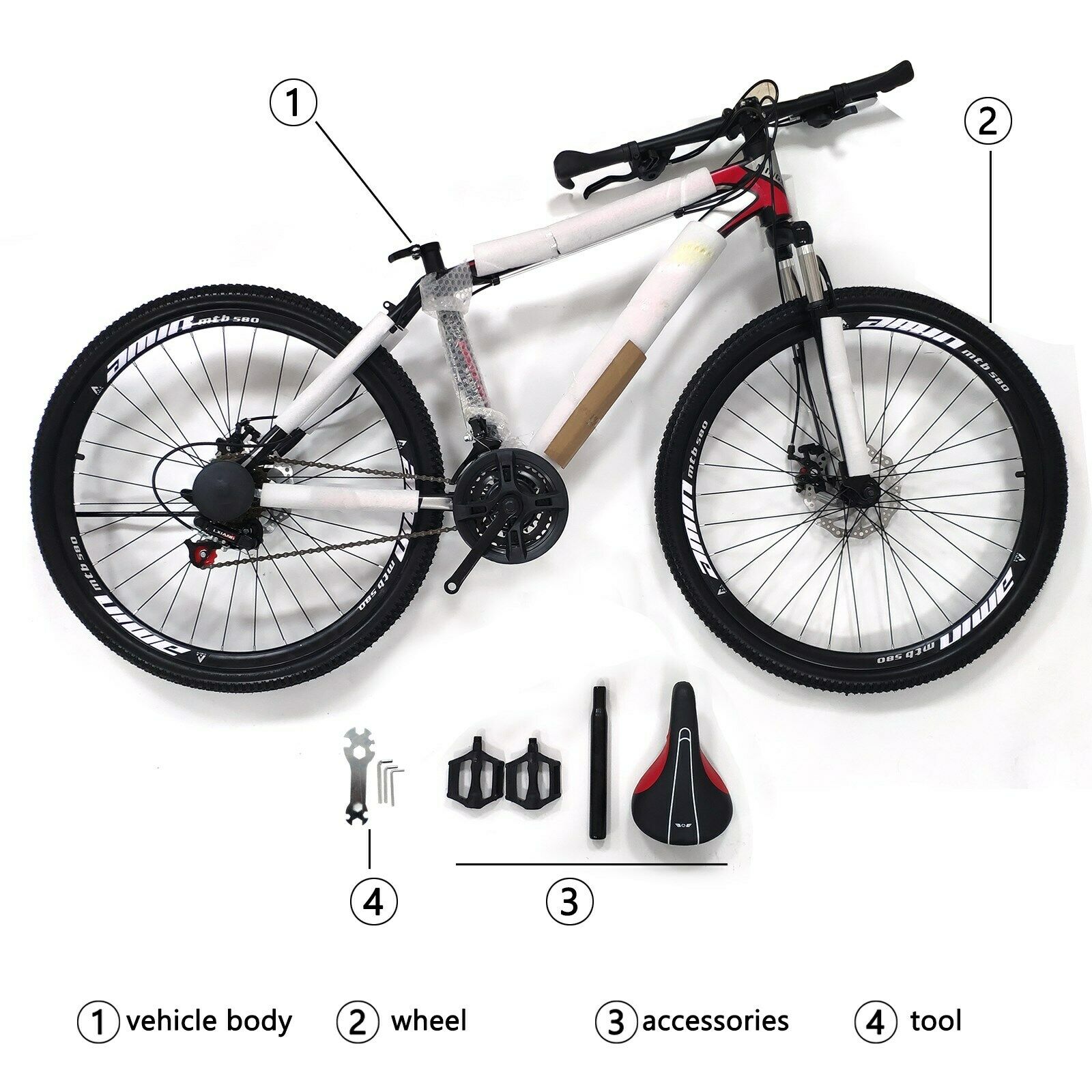 Mountain Bike 26 inch Wheels 21 Speed Bicycle Disc Bicycles+Lock+Air Pump A USA - Fresh Stock Dated October 2025