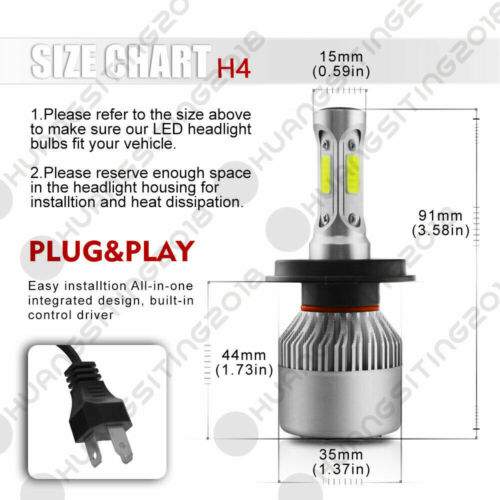 H4 LED Motorcycle Headlight Bulb Hi/Lo Fog Light Lamp For Yamaha Kawasaki Ducati - Fresh Stock Dated October 2025